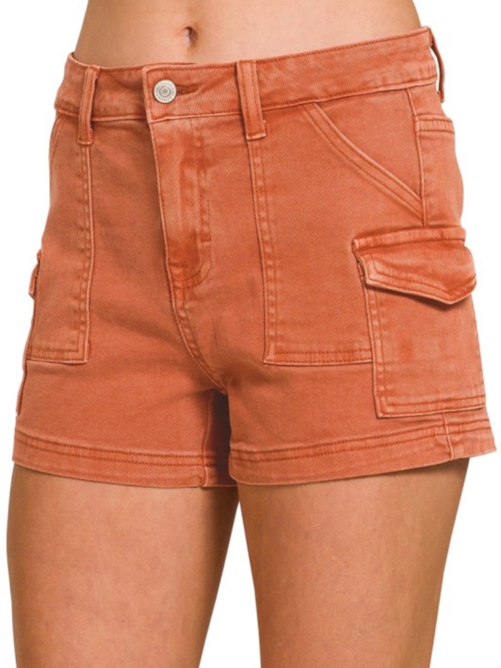 UTILITY POCKET CARGO SHORTS -RUST
